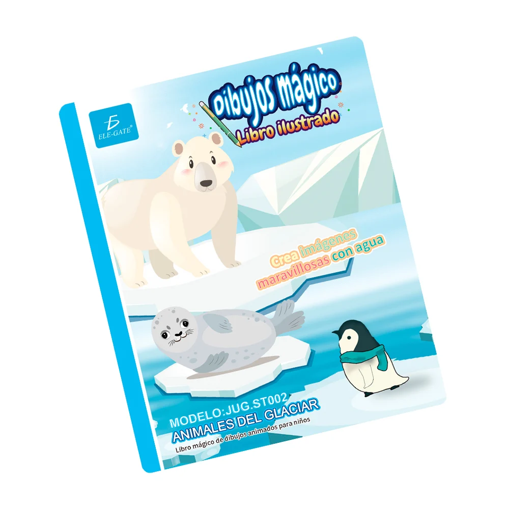 Libro mágico reutilizable con dibujos ilustrados de animales del glac…