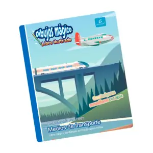 Libro mágico reutilizable con dibujos ilustrados de medios de transpo…