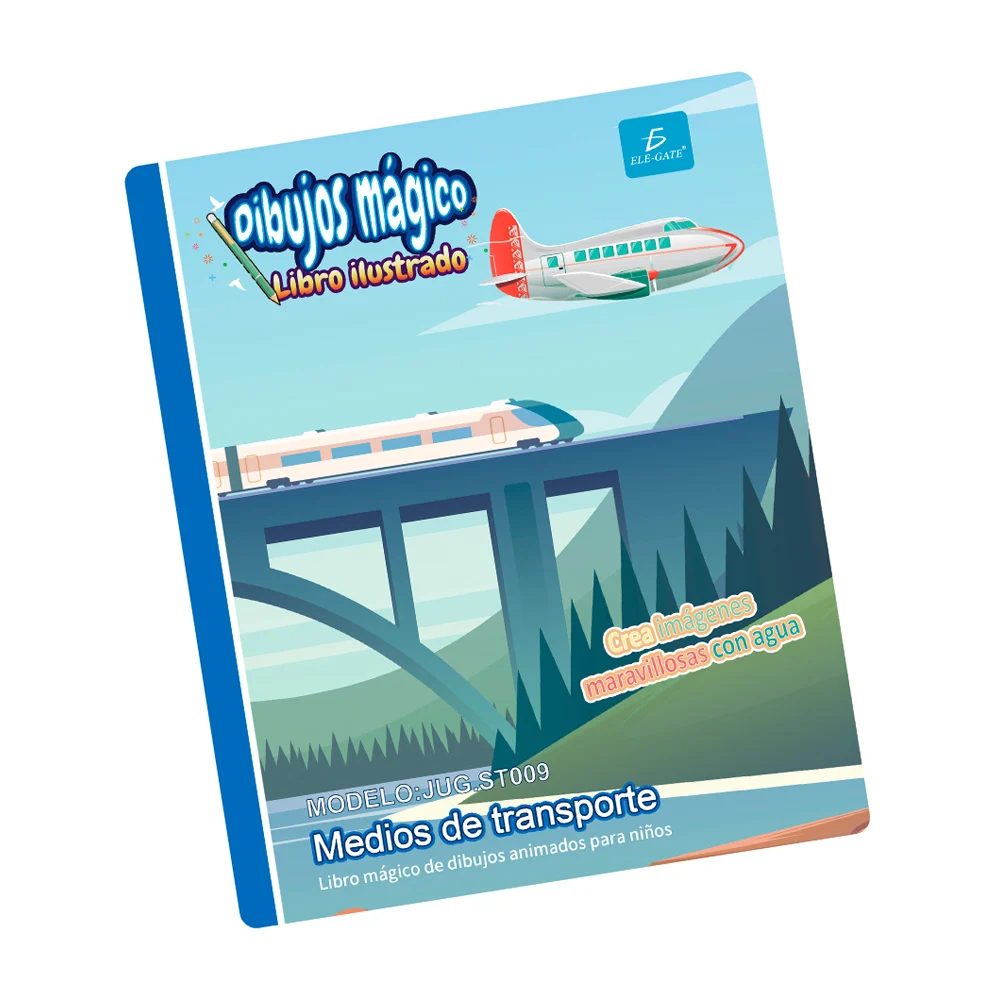Libro mágico reutilizable con dibujos ilustrados de medios de transpo…