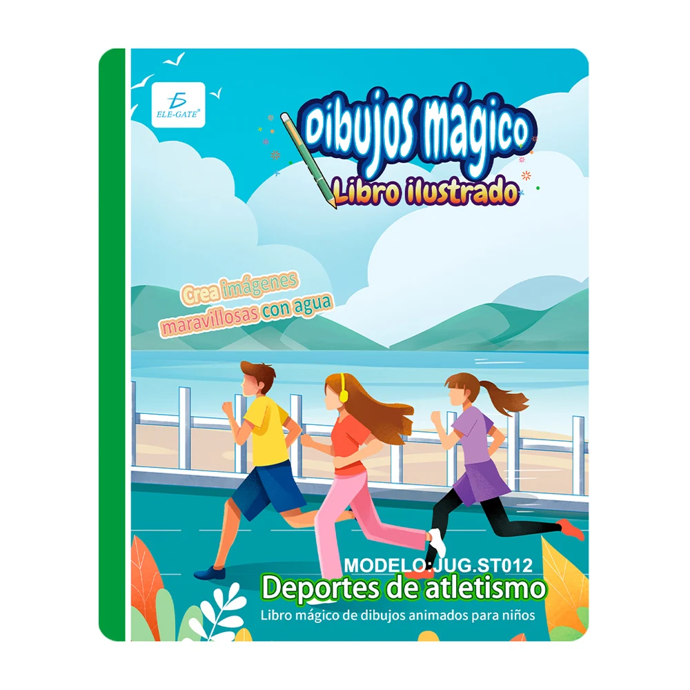 Libro mágico reutilizable con dibujos ilustrados de deportes de atlet…