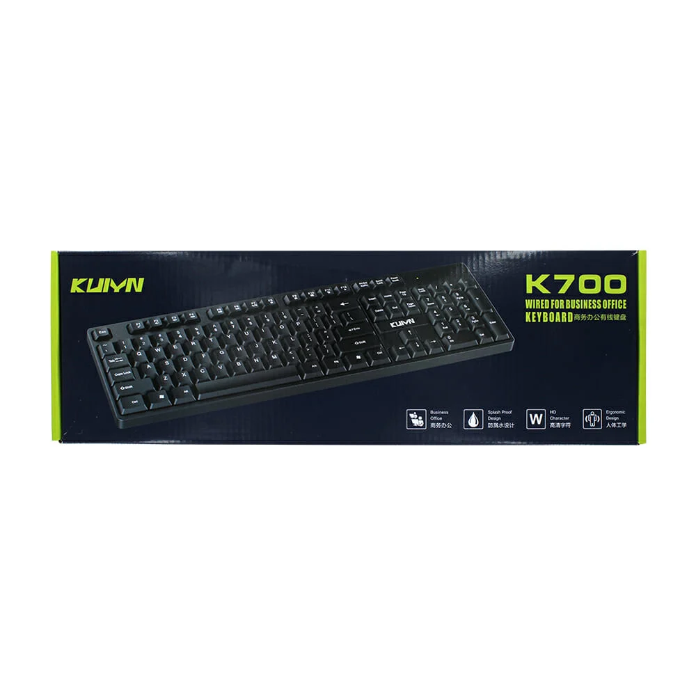 Teclado alámbrico rectangular con diseño ergonómico / kuiyn / k700
