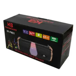 Bocina portátil de forma cilíndrica, luces RGB, radio, entrada USB, S…
