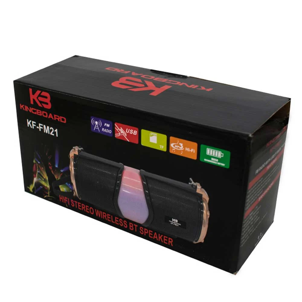 Bocina portátil de forma cilíndrica, luces RGB, radio, entrada USB, S…
