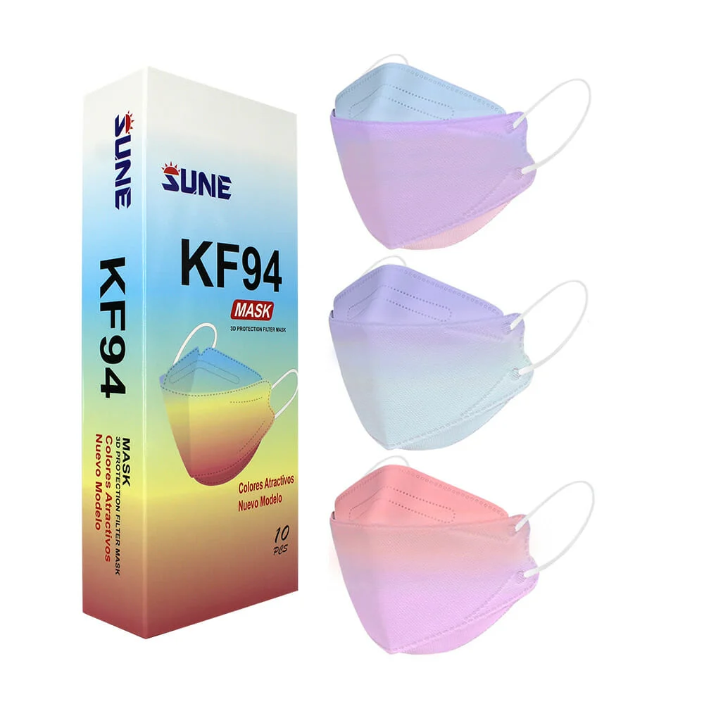Paquete 10 cubrebocas kf94 bicolor para adulto / sune kf94