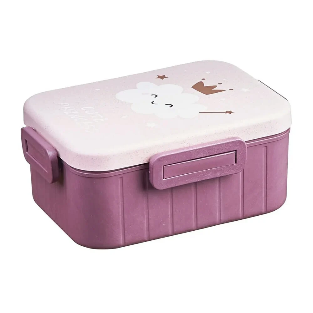 Tupper rectangular de 2 compartimientos con diseño + cubiertos, varie…
