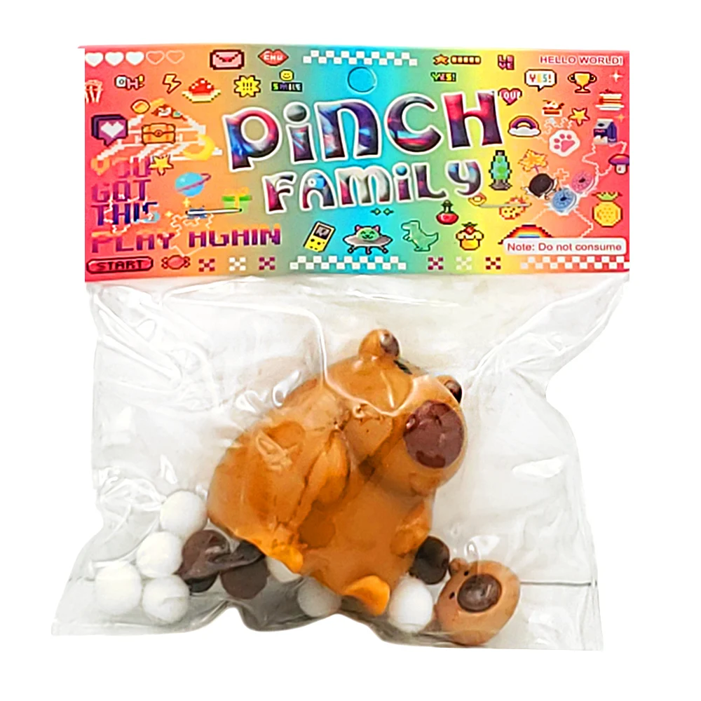 Juguete antiestrés squeeze con diseño de capibara, bolitas de pompón …