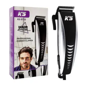 Máquina rasuradora alámbrica con 4 peinetas, peine, tijeras y mini ce…