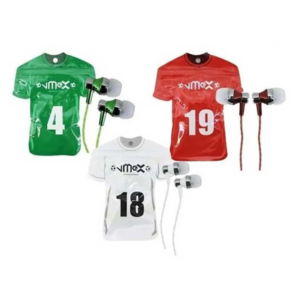 Audífonos alámbricos con empaque diseño de playera de futbol 3.5mm / …