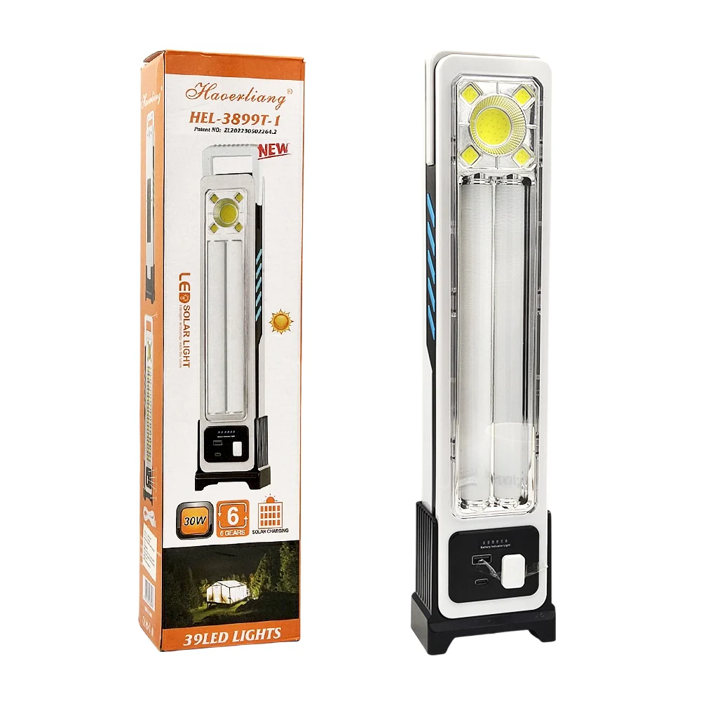Lámpara led de emergencia recargable con panel solar, con indicador d…