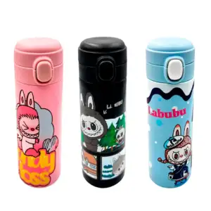 Termo de acero inoxidable con tapa y estampado de labubu, variedad de…