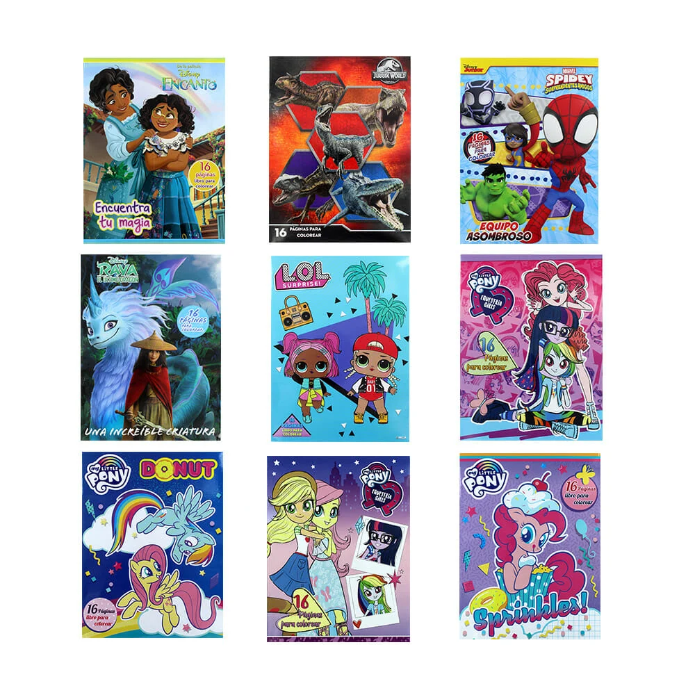 1pza Libro chico con 16 hojas páginas para colorear, variedad de mode…