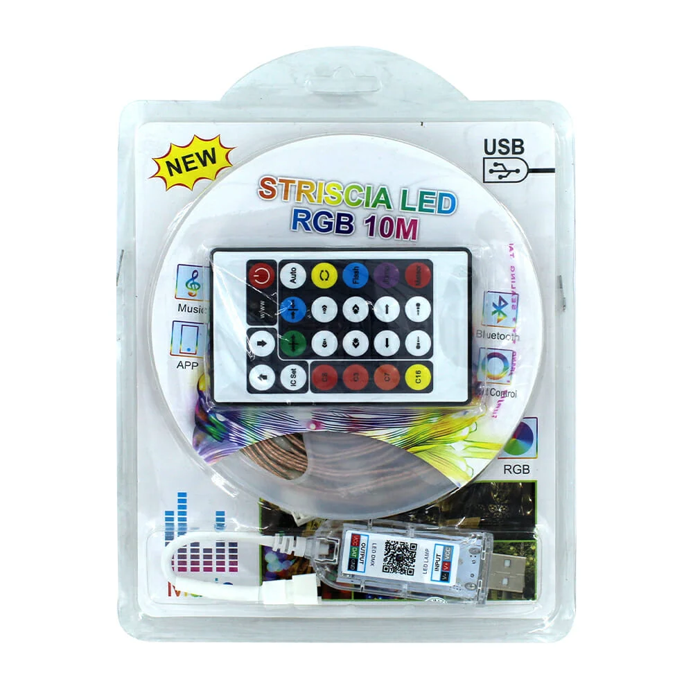 Tira led rgb con conexión usb y control 10mt / znd-03 / ly-280