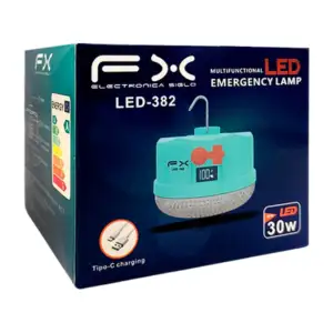 Lámpara de emergencia recargable fx con 2 pilas y cable usb-tipo c / …