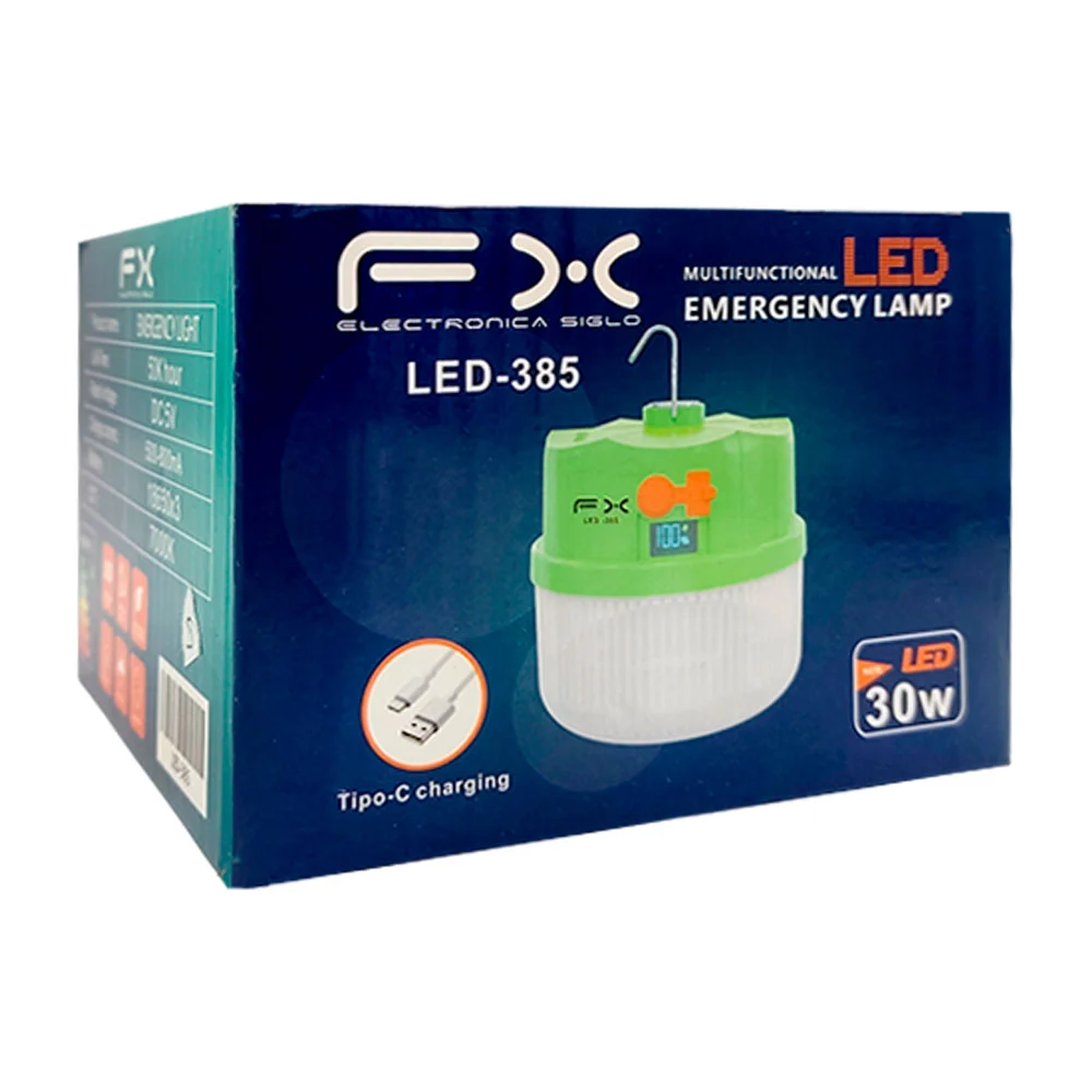 Lámpara de emergencia recargable fx con 3 pilas y cable usb-tipo c / …