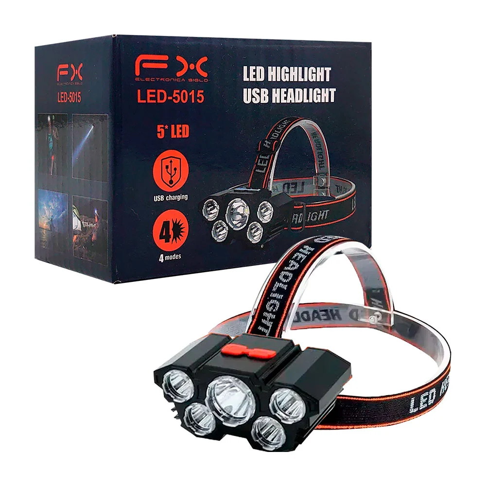 Lámpara de cabeza ajustable con 5 leds y 4 modos de iluminación / led…