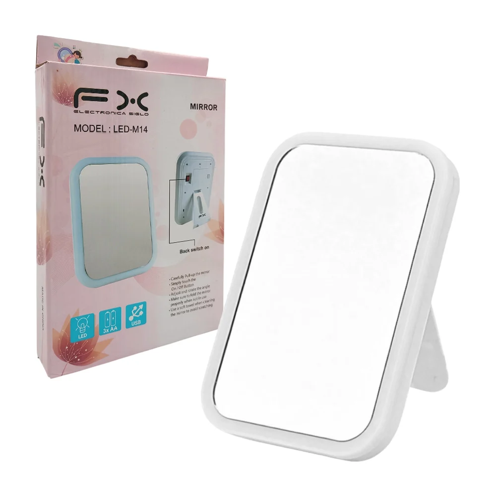 Espejo rectangular touch con luz led para maquillaje / fx / mirror / …