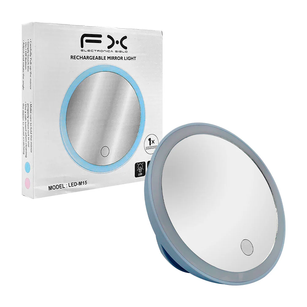Espejo circular recargable con luz led fx de 15cm / rechargeable mirr…
