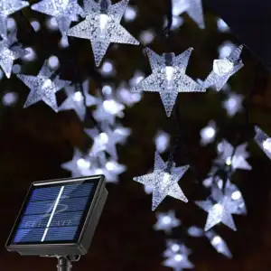 Guirnalda solar de exterior con 20 luces led con diseño de estrellas,…
