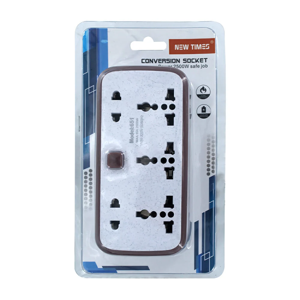 Barra multicontacto con 5 enchufes universales / conversion socket 65…