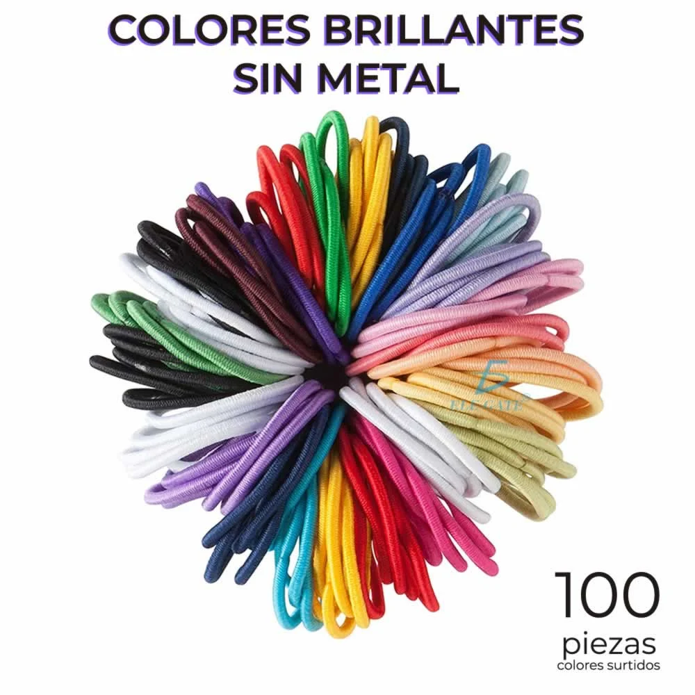 Paquete 100 donas elásticas para el cabello, variedad de colores lica…