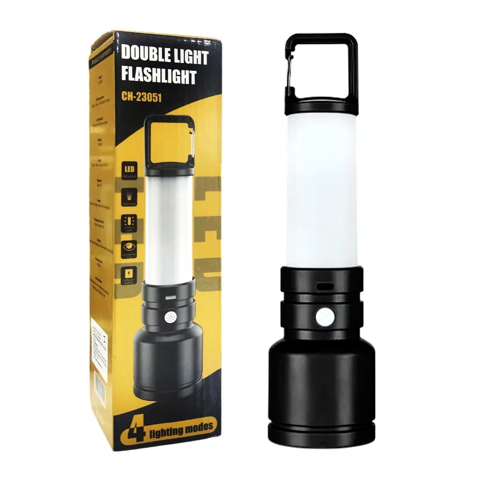 Lámpara led recargable con doble luz, 3 niveles de intensidad y flash
