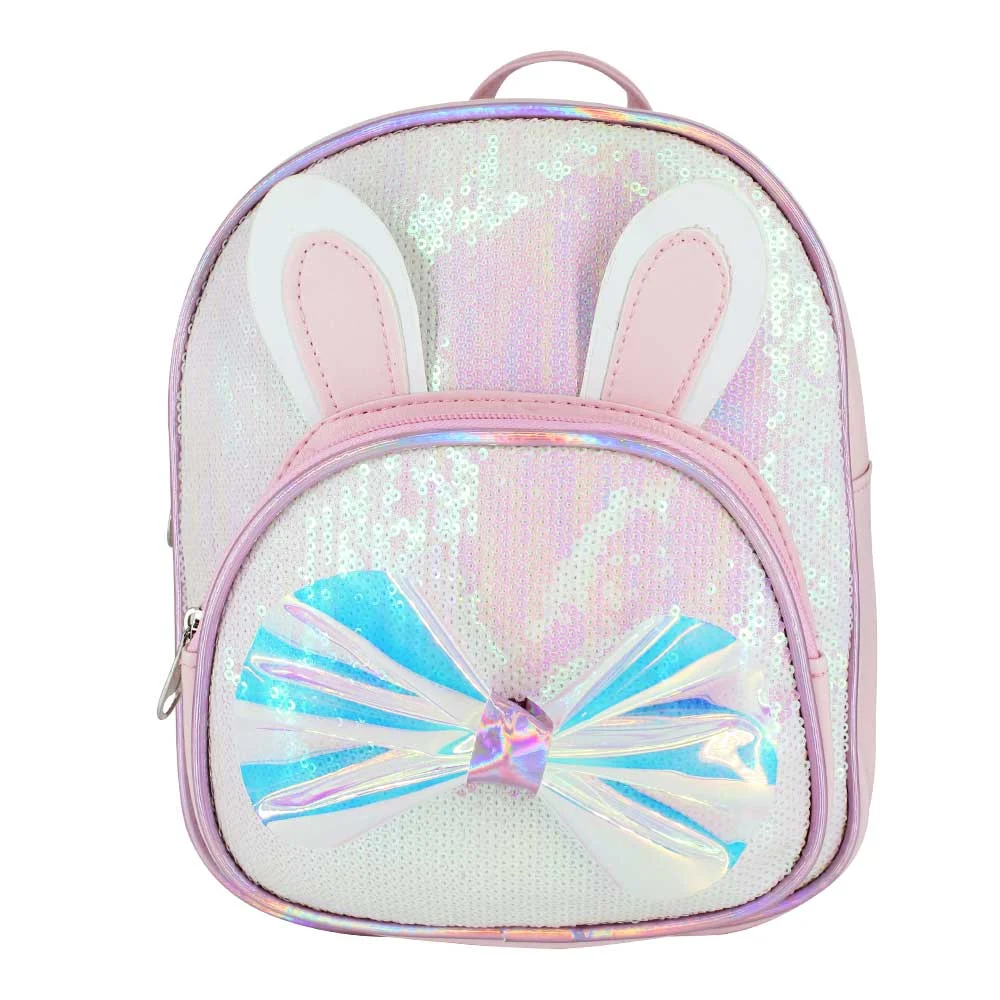 Mochila con estampado de lentejuelas moño tornasol y con orejas de co…