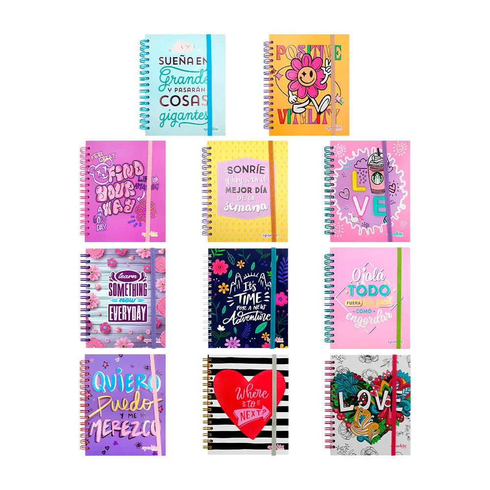 Libreta - cuaderno sparkle tipo agenda cob pasta dura de 150 hojas do…