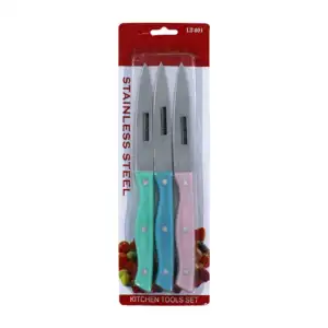 Paquete de 3 cuchillos con mango de plástico, variedad de colores / 8…
