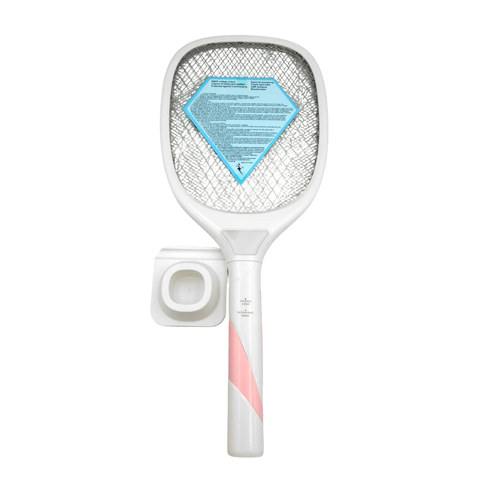 Raqueta eléctrica mata mosquitos recargable, luz led en medio y uv, d…