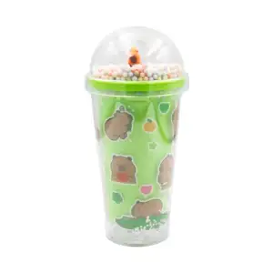 Vaso de acrílico con luces led, popote, tapa tipo domo con bolitas y …