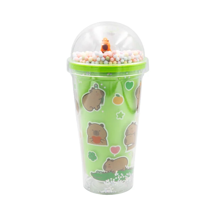 Vaso de acrílico con luces led, popote, tapa tipo domo con bolitas y …