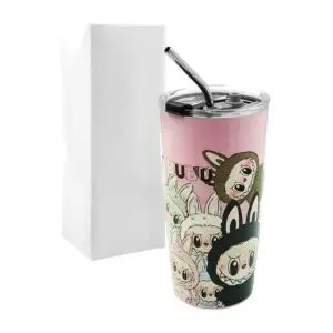 Vaso termo, 20oz cierre hermético estampado de labubu, popote metálic…