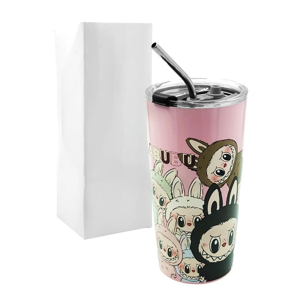 Vaso termo, 20oz cierre hermético estampado de labubu, popote metálic…