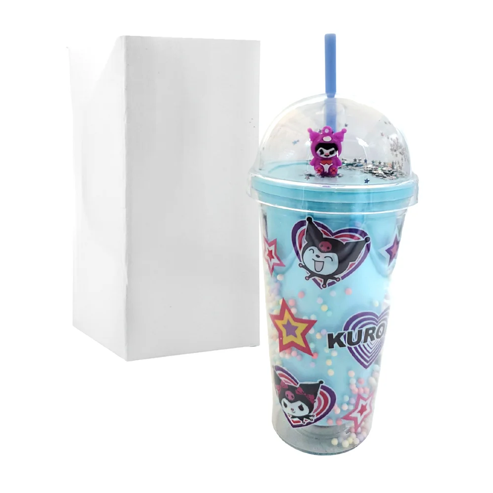 Vaso de acrílico, luz, figura y diamantina encapsulada, variedad