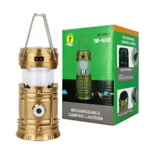 Lampara de campamento plegable con linterna led recargable y panel so…