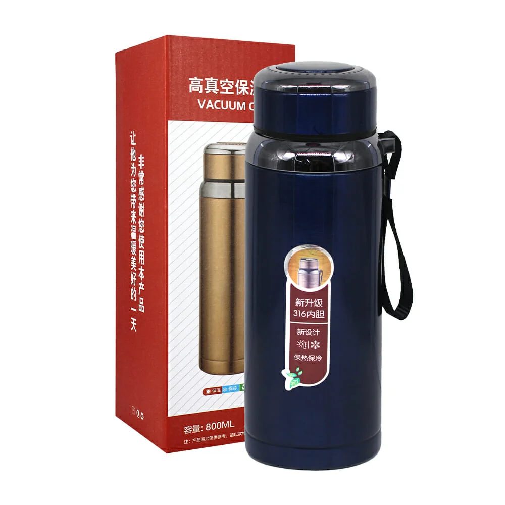 Termo liso de acero inoxidable con correa 800ml, variedad de colores / vacuum cup / ro-7012 / a42