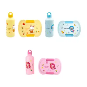 Juego de tupper con 2 compartimientos, botella para agua y cuchara mu…