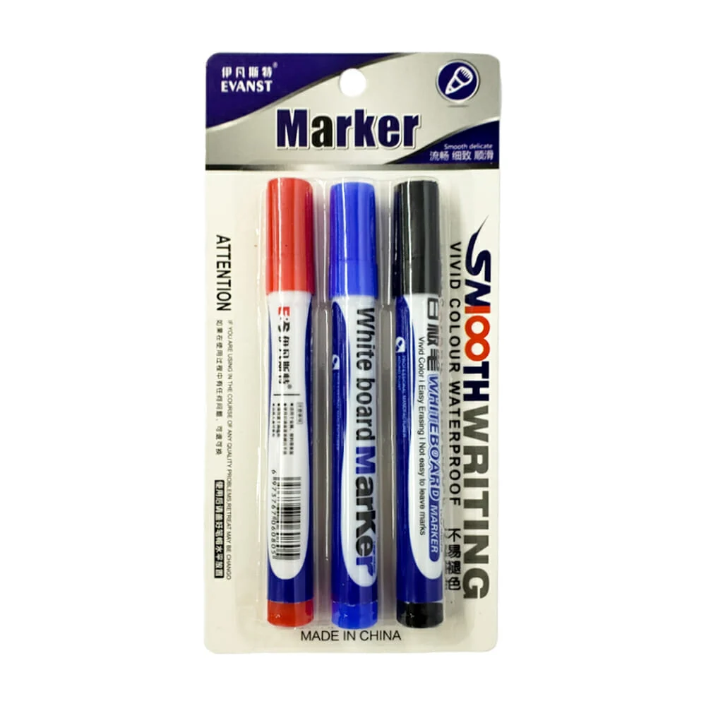 Blíster con 3 marcadores de colores a base de agua para pintarron bla…