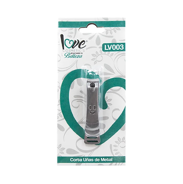 Cortauñas metálico mediano con detalle de carita feliz / love cosmeti…