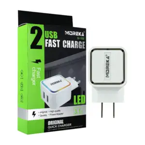 Cubo cargador moreka con doble puerto usb de carga rápida y luz led 3…