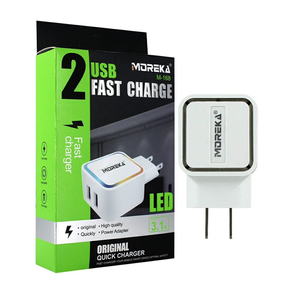 Cubo cargador moreka con doble puerto usb de carga rápida y luz led 3…