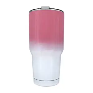 Termo liso grande bicolor de acero inoxidable con tapadera translúcid…