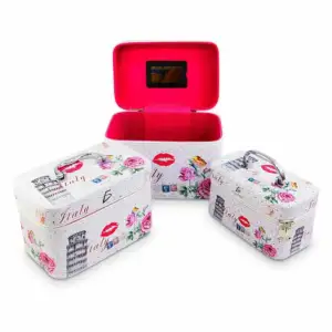 Juego de 3 cosmetiqueras rectangulares con diseño de la torre de pisa…