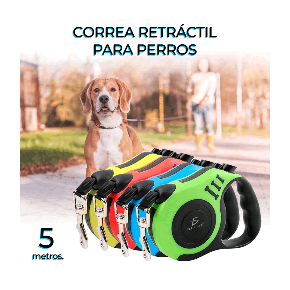 Correa retráctil para mascotas grandes, circulo reflejante, capacidad…