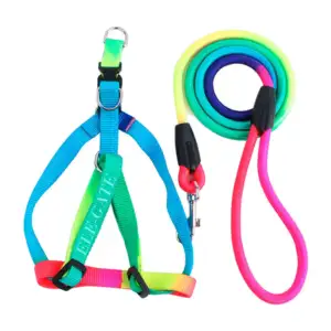 Juego con correa de 1.2 metros y pechera multicolor talla grande para…
