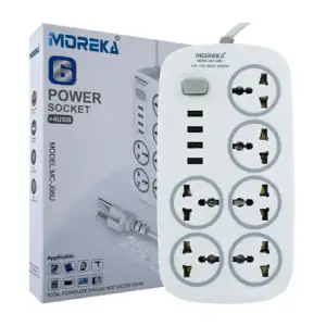 Barra multicontacto moreka con 6 tomacorrientes y 4 puertos usb, 2500…