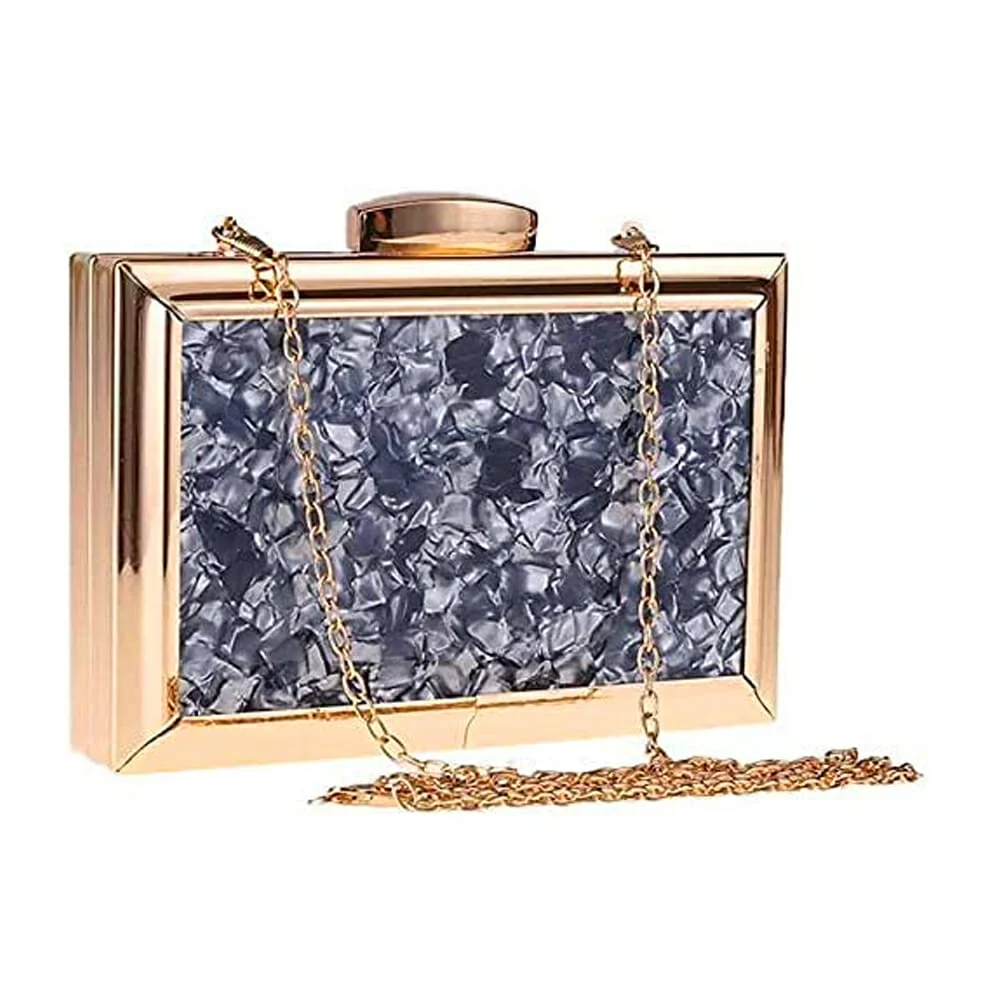 Bolsa monedero rectangular con diseño tipo marmoleado y asa de cadena…