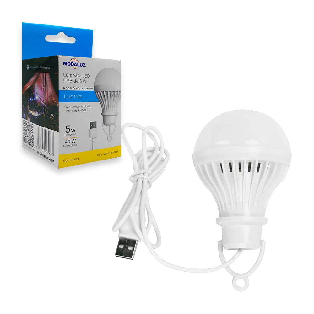 Foco lámpara led modaluz usb de luz fría y aro para colgar, 5w / usb7…