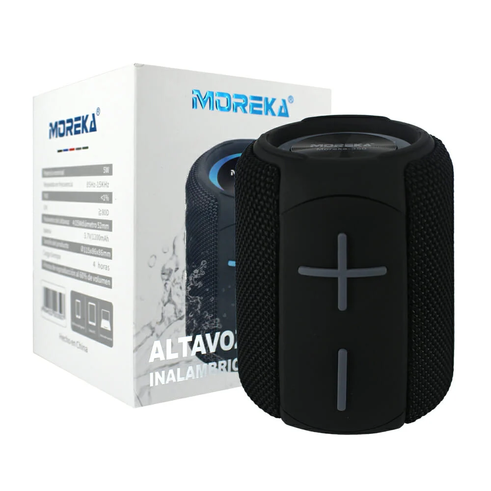 Bocina altavoz cilíndrico moreka bluetooth con ranuras para sd y usb,…