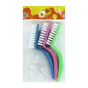 Paquete de 3 mini cepillos con mango de plástico y cerdas rígidas par…